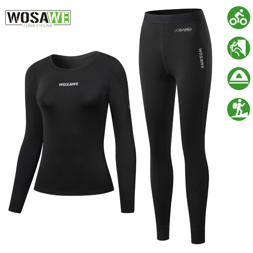 Compression Long Pant - WOSAWE damesondergoed voor fietsen, sneldrogend, basislaag,
