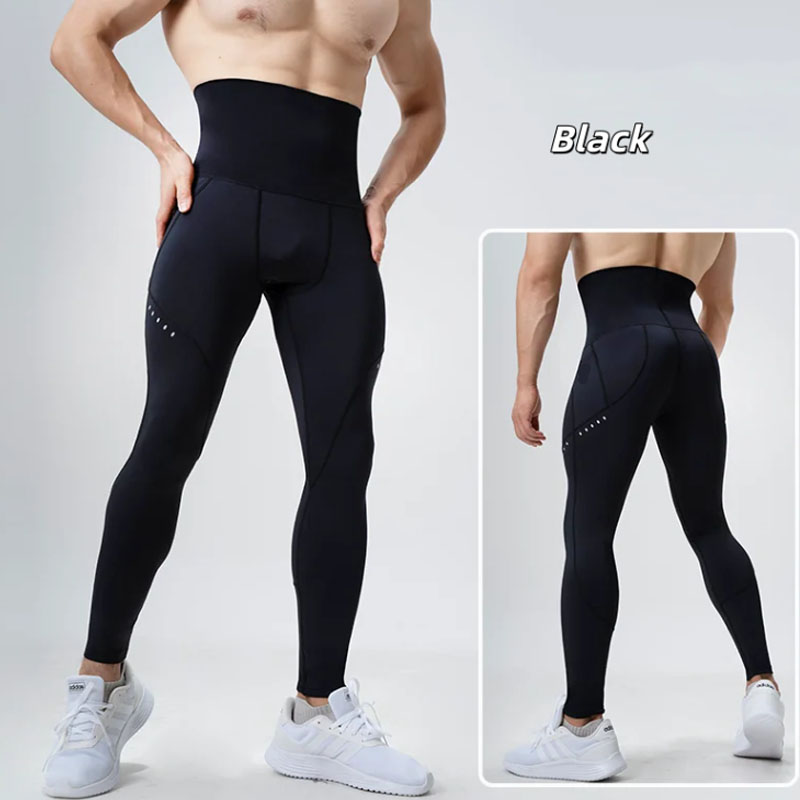 Compression Long Pant - Heren Compressieleggings met hoge taille, buikcontrole,